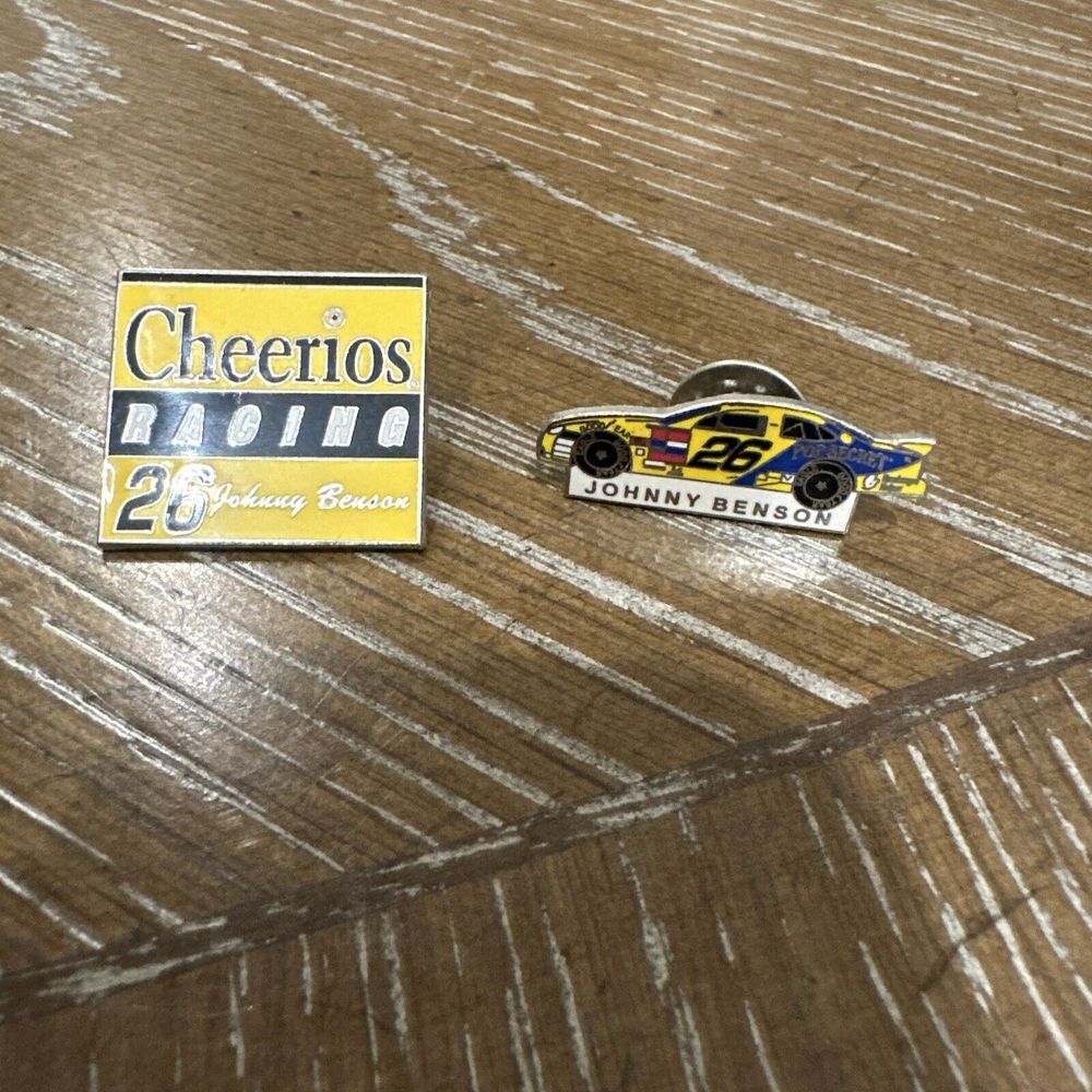 LOT OF 2 JOHNNY BENSON #26 CHEERIOS NASCAR RACING HAT PINS